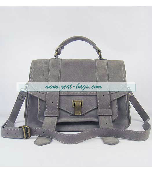 Knockoff Proenza Schouler Suede PS1 Satchel Bag in Grey Cow Suede Leather - Click Image to Close